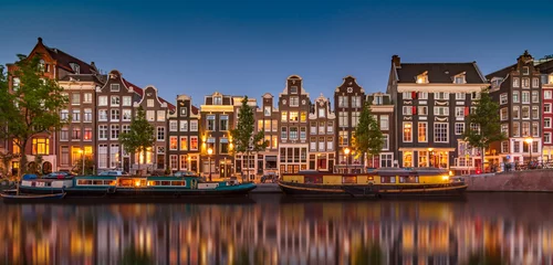 Fotobehang Amsterdam Amsterdamse gracht in Nederland