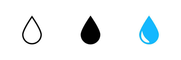 Fototapeta premium Drop in flat on white background. Isolated vector set icon