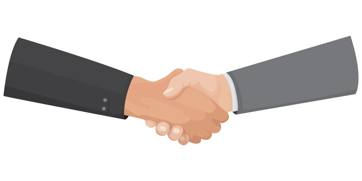 Male Handshake In Cartoon Style. Illustration Isolated On White Background.