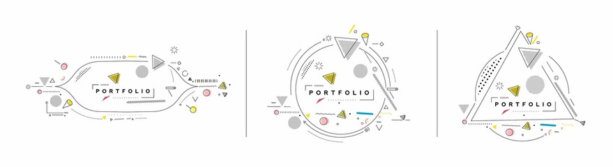 Abstract banner with Portfolio Calligraphic line art text poster with space of your text, vector illustration Design.