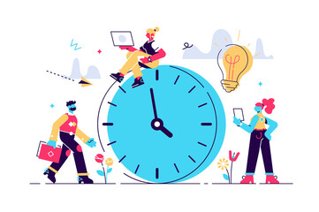 Vector illustration, alarm clock rings 