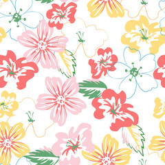 Seamless floral pattern. Summer abstract background with flowers