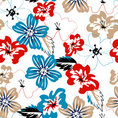 Seamless floral pattern. Summer abstract background with flowers