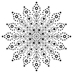 Australian mandala dot painting tribal vector design, Aboriginal decorative boho style dot art pattern in black on white background