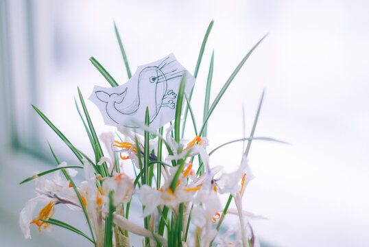 Children's drawing in wilted colors