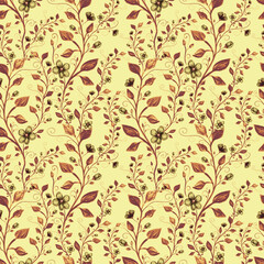 Vintage floral seamless pattern, pencil hand drawn illustration. Vintage floral design for textile, wallpaper or scrapbooking paper.