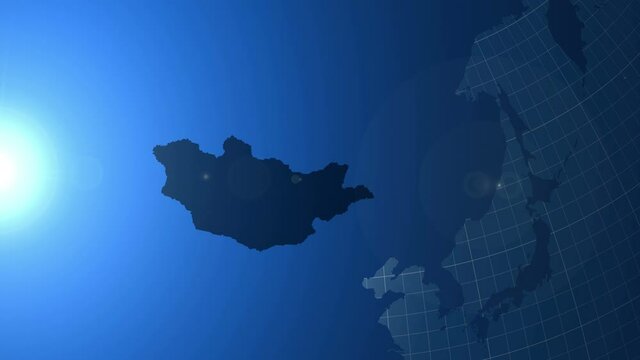 Mongolia. Zooming into Mongolia on the globe.