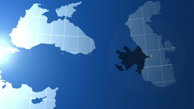 Azerbaijan. Zooming into Azerbaijan on the globe.