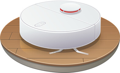 Robot aspirateur sur un parquet (détouré)