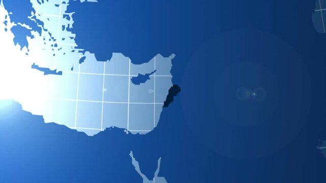 Lebanon. Zooming into Lebanon on the globe.