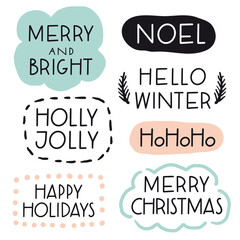 Merry Christmas and New Year simple lettering set