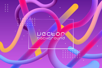 Liquid Trendy background for posters. Neon retro artistic design. Vector 3d multicolored shape. Vibrant gradient color path. Creativity blended fluid curved stream. Visual concept design template.