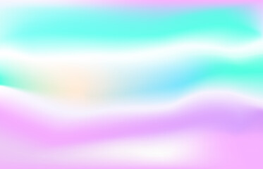 Holographic foil - vector banner background. Rainbow multicolor carnival fashion poster. Smooth wave line blue, pink, purple colors. Retro 80's neon covers. Screensaver for smartphone, computer screen