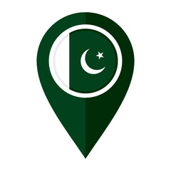 flat map marker icon with pakistan flag isolated on white background
