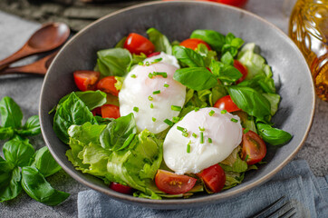 Organic egg benedict with salad