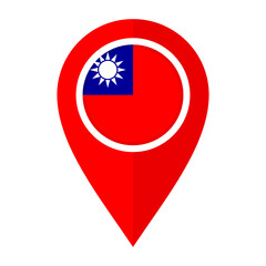 flat map marker icon with taiwan flag isolated on white background
