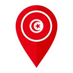 flat map marker icon with tunisia flag isolated on white background
