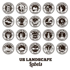 collection of usa landscapes labels