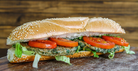 Sandwich with omelette and tomato