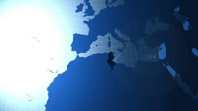 Tunisia. Zooming into Tunisia on the globe.