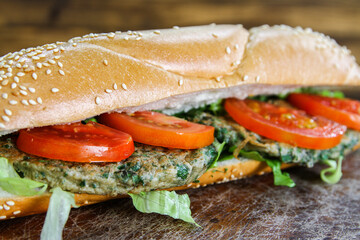 Sandwich with omelette and tomato