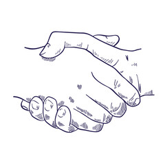 Hand drawn sketch illustration of a handshake