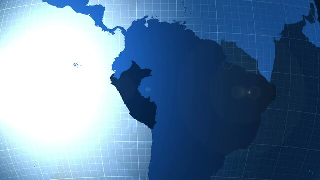 Peru. Zooming into Peru on the globe.