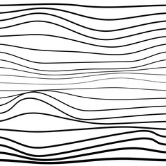 Distorted wave monochrome texture. Abstract dynamical rippled surface. Vector stripe deformation background.