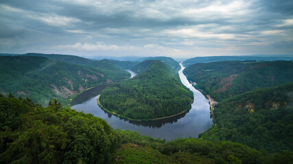 The Saar Loop at the viewpoint Cloef at Orscholz near Mettlach in Germany.