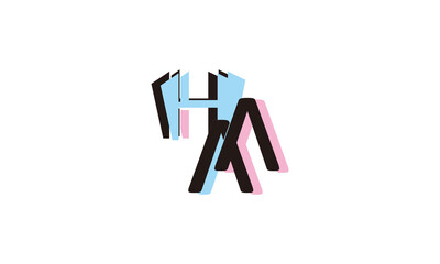 Letter H A Blue and Pink
