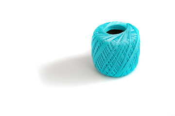 single simple colorful knitting yarn roll float in the air, isolated