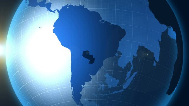 Paraguay. Zooming into Paraguay on the globe.