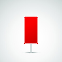 Blank red road sign or Empty traffic signs isolated on white background
