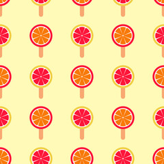 seamless pattern with citrus lollipops on sticks