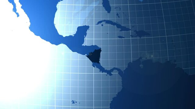 Nicaragua. Zooming into Nicaragua on the globe.