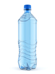 Naklejka premium Medium size plastic bottle of still water with blue cap