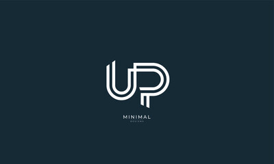 Alphabet letters icon logo UP