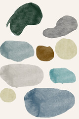 Colorful watercolor brush strokes gray shades