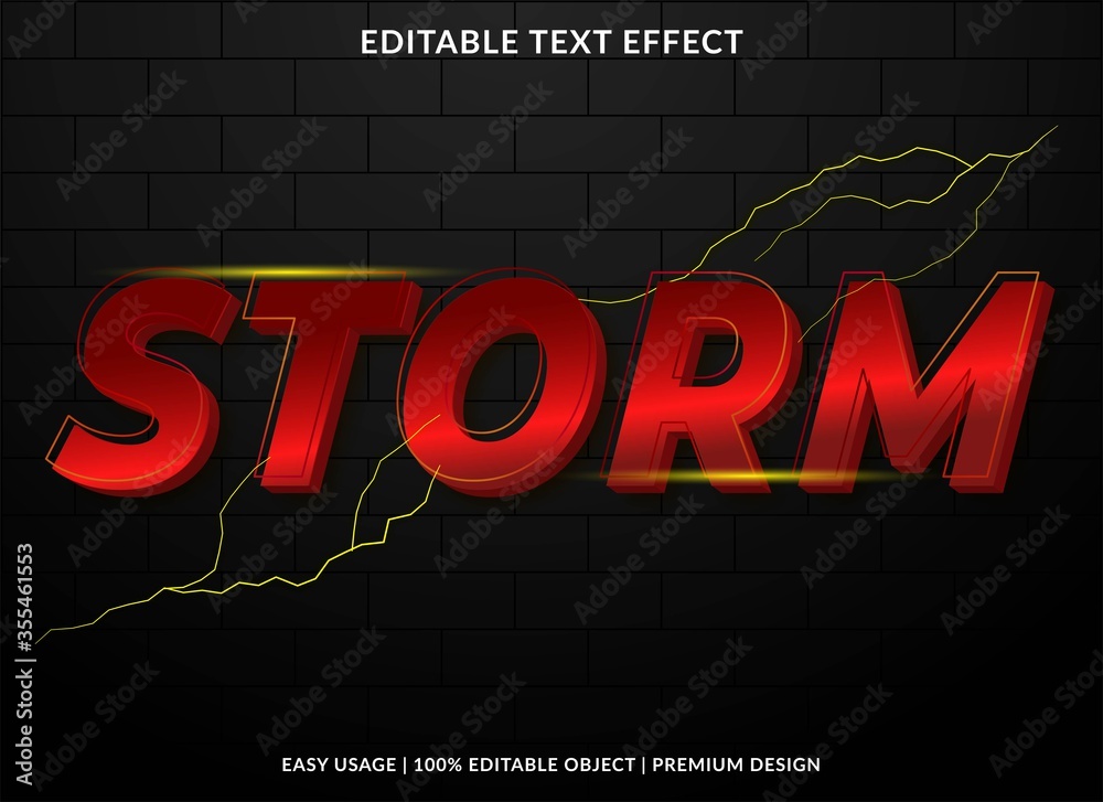 Fototapete storm text effect template with 3d style and bold font concept use for brand label and logotype stic