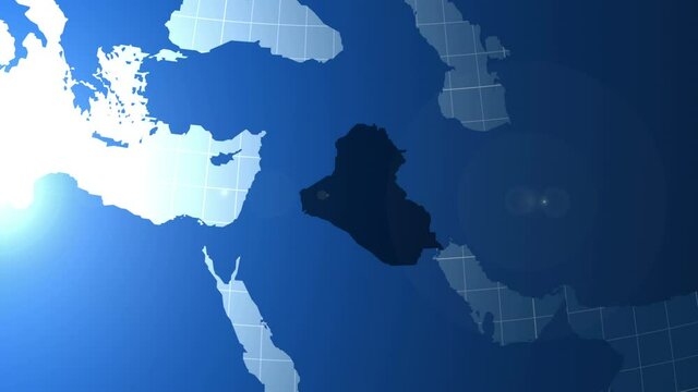 Iraq. Zooming into Iraq on the globe.