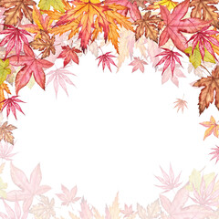 Fototapeta na wymiar Multicolored autumn card with falling leaves.