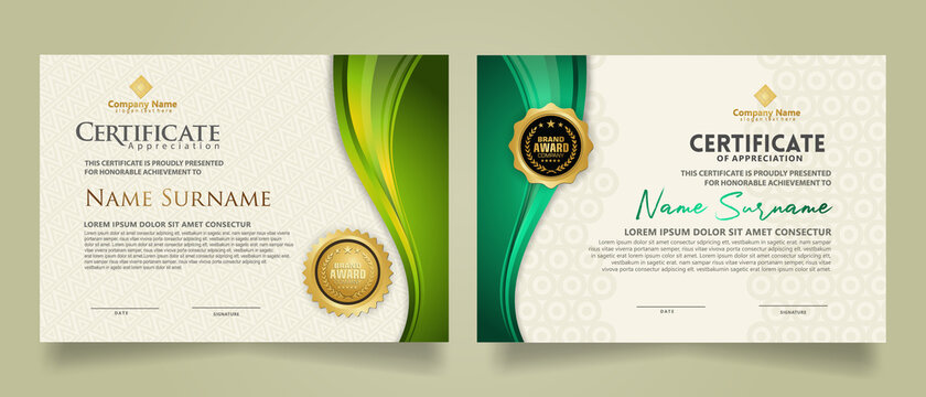 set modern certificate template with flow lines ornament and modern pattern background.