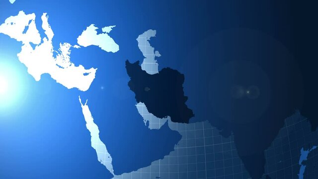 Iran. Zooming into Iran on the globe.