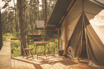 Tent house in the forest