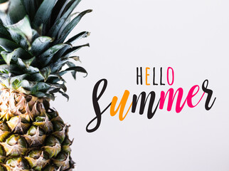pineapple summer poster, hello summer vacation concept.