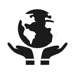 Obraz premium hands with earth planet up, silhouette style