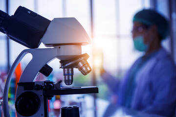 microscope in laboratory medicine science test, microbiology health medical equipment,technology...
