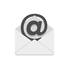 E-mail icon with envelope and At sign in unique style - for websites, mailing,  feedback form