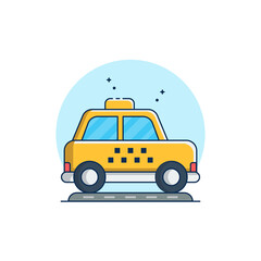Flat Outline Illustration Vector Graphic of Taxi Car Icon. Perfect for Your Apps Icon, Banner, etc.