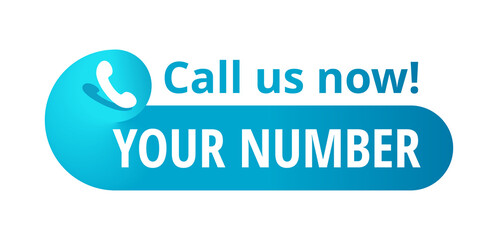 Call us button  - template for phone number place in website header  - conspicuous sticker with phone headset pictogram